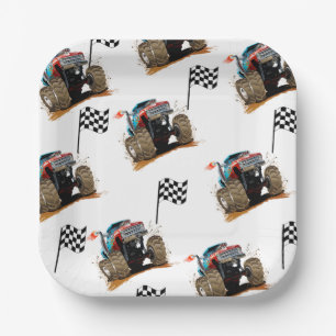 Kids Monster Truck Rally Birthday Party Paper Plate