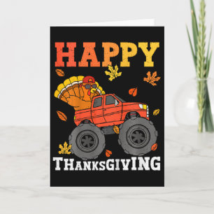 Kids Monster Truck Turkey Happy Thanksgiving Kids Card