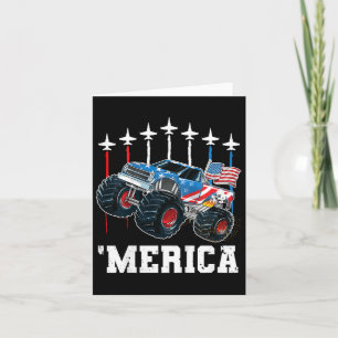 Kids Monster Truck Usa Flag Patriotic Toddlers Boy Card