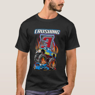 Kids Monster Trucks 3rd Birthday Party  Crushing 3 T-Shirt