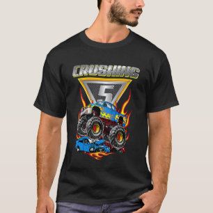 Kids Monster Trucks 5th Birthday Party Crushing 5 T-Shirt