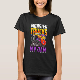 Kids Monster Trucks Are My Jam 6th Birthday Monste T-Shirt