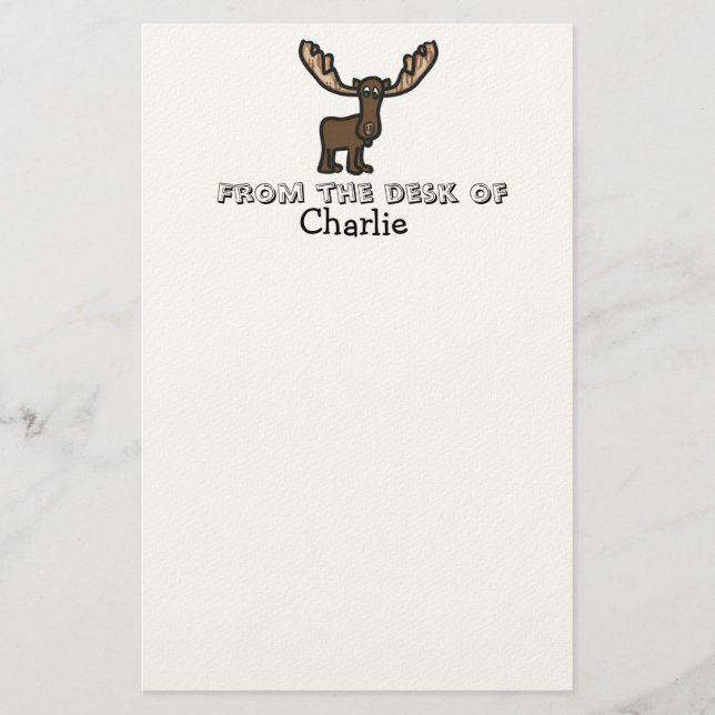 Kids moose personalised stationary stationery (Front)