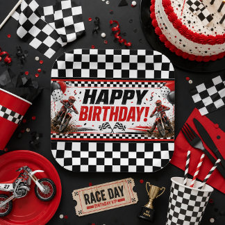 Kids Motocross Race Birthday Party Paper Plates