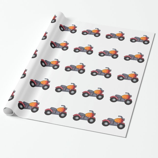 KIDS MOTORCYCLE WRAPPING PAPER (Unrolled)