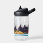 Kids Mountain Landscape With Name Water Bottle<br><div class="desc">This kids water bottle is perfect for your little one to take on-the-go. It features a personalised name alongside a cute mountain landscape design with trees and clouds,  making it fun and stylish.</div>