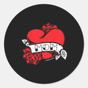 Kids Mum Heart Tattoo  Classic Round Sticker