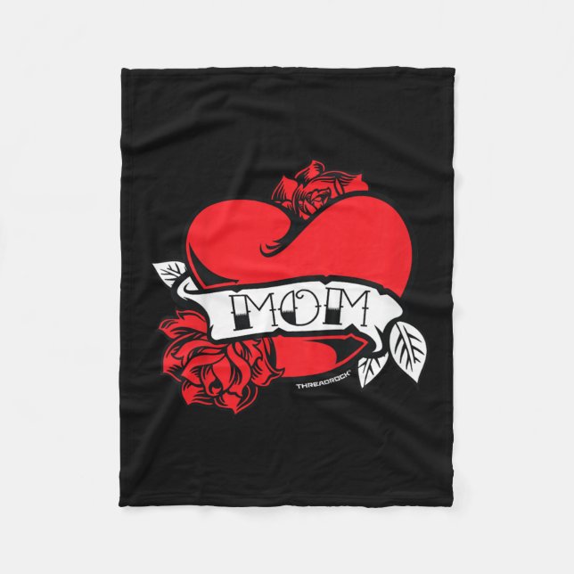 Kids Mum Heart Tattoo  Fleece Blanket (Front)