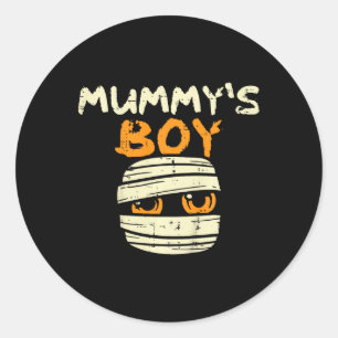 Kids Mummy's Boy Funny Cute Toddler Boys Halloween Classic Round Sticker