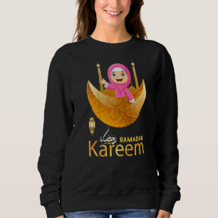 Kids Muslim Hijabi Girl Fasting Ramadan Mubarak Ka Sweatshirt