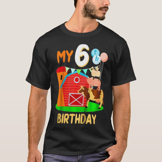 Kids My 6th Birthday Funny 6 Years old Farmer Farm T-Shirt (Front)