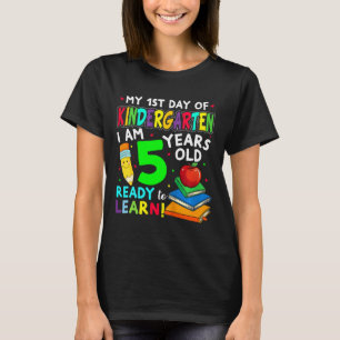 Kids My First Day Of Kindergarten And I'm 5 Kids K T-Shirt