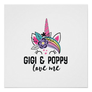 Kids My Gigi and Poppy Love Me Unicorn T-Shirt Poster