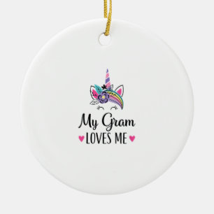Kids My Gram Loves Me Unicorn Granddaughter T-Shir Ceramic Tree Decoration