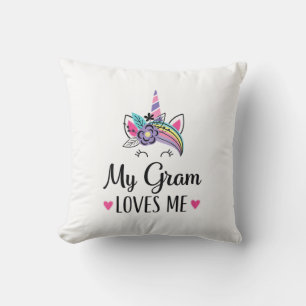 Kids My Gram Loves Me Unicorn Granddaughter T-Shir Cushion