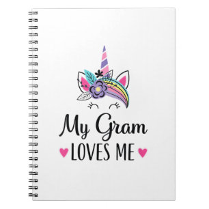 Kids My Gram Loves Me Unicorn Granddaughter T-Shir Notebook