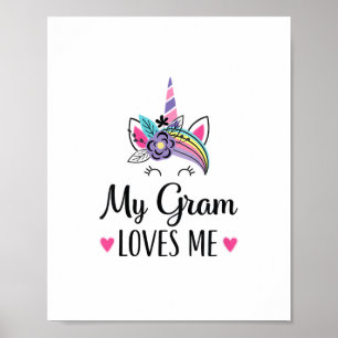 Kids My Grammy Loves Me Unicorn Grandchild T-Shirt Poster