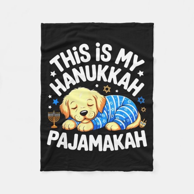 Kids My Hanukkah Pajamas Pajamakah Puppy Hanukkah  Fleece Blanket (Front)