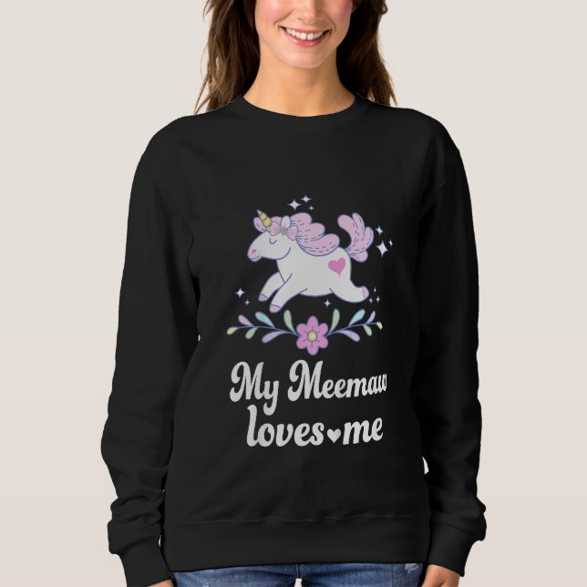 Kids My Meemaw Loves Me Granddaughter Unicorn Sweatshirt (Front)