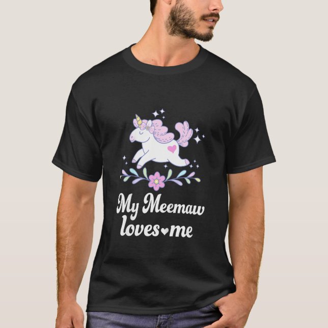 Kids My Meemaw Loves Me Granddaughter Unicorn T-Shirt (Front)