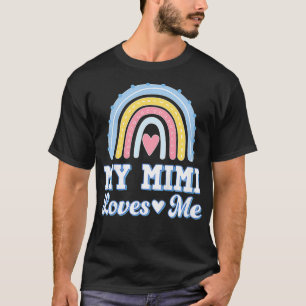 Kids My Mimi Loves Me Grandchild Retro Rainbow T-Shirt