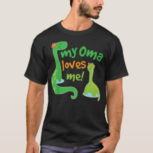Kids My Oma Loves Me Grandson Dinosaur T-Shirt