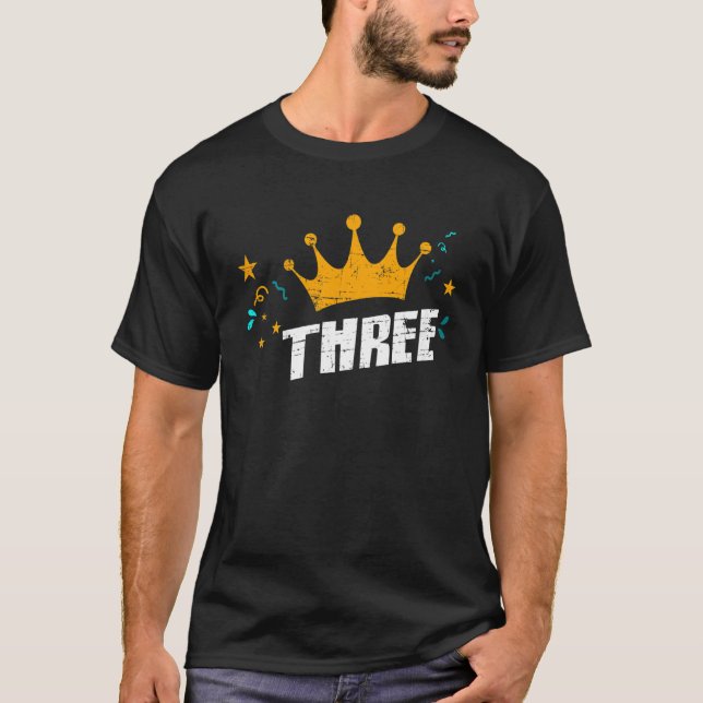 Kids My Third Birthday With Crown And I´m Three Ye T-Shirt (Front)
