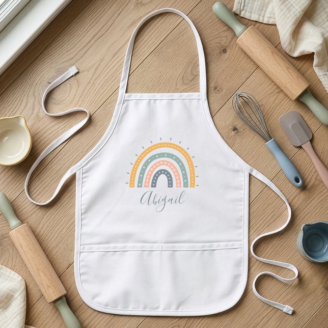 Kids Name Boho Pastel Earth Tones Apron (Creator Uploaded)