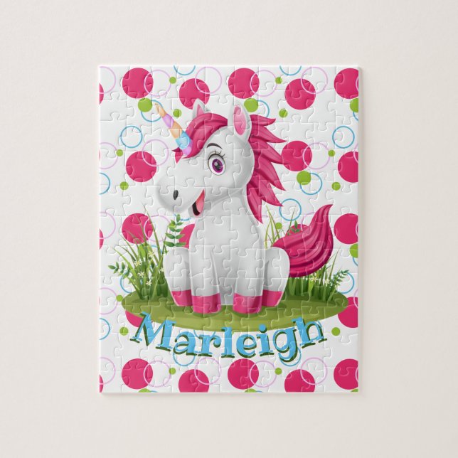 Kids Name Cute Unicorn Puzzle Learning Activity (Vertical)