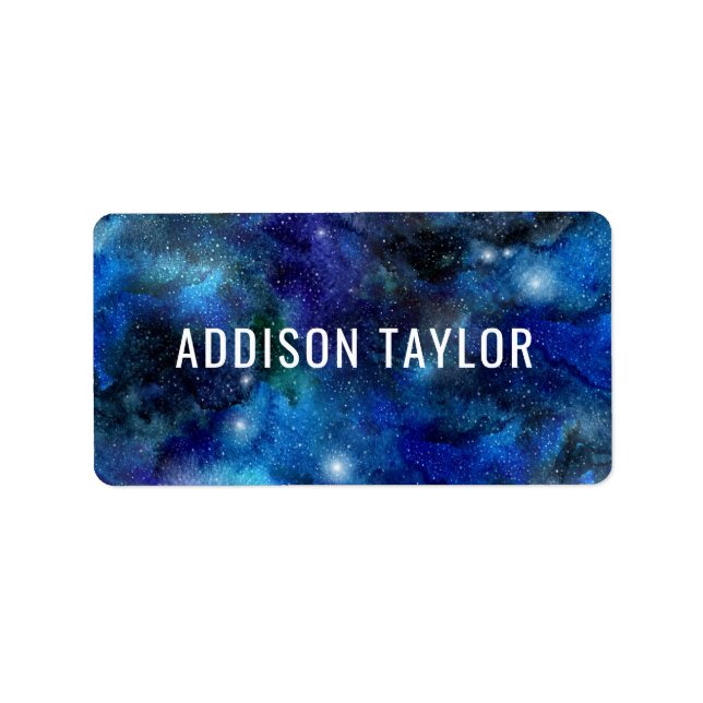 Kids Name Galaxy Space School Supplies Label (Front)