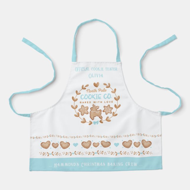 Kids Name Gingerbread Cookie Baking Christmas Apron (Front)