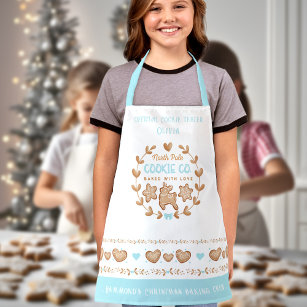 Kids Name Gingerbread Cookie Baking Christmas Apron