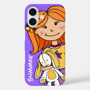 Kids name iphone girl cuddle purple yellow iPhone 16 case