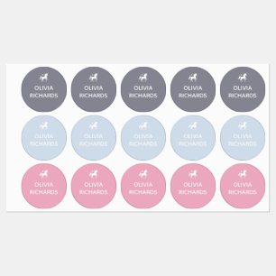 Kid's Name Labels Pink Unicorn Waterproof Label