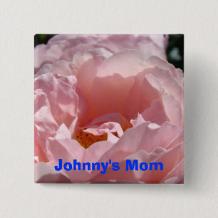 Kid's Name Mum buttons Pink Rose Flowers Hello