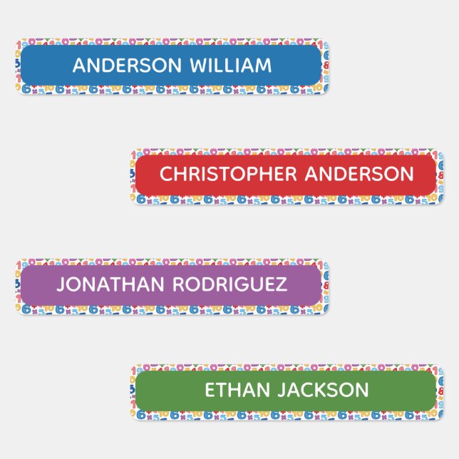 Kid's Name|Number Pattern Background School  Label (Group)