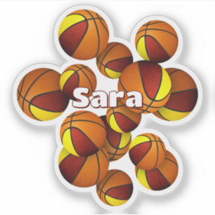 kids name on maroon gold team colours basketballs