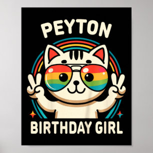 Kids Name Peyton Birthday Girl Cat Poster