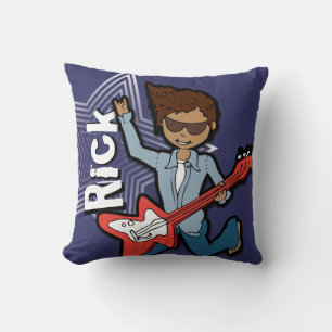 Kids name rockstar guitar boy dark blue pillow