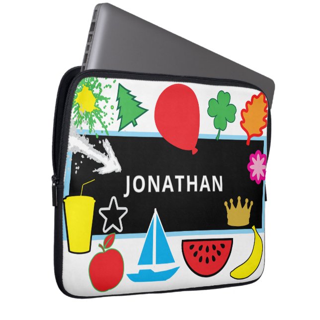 Kids Name School Chalkbaord Balloon Star  Laptop Sleeve (Front Right)
