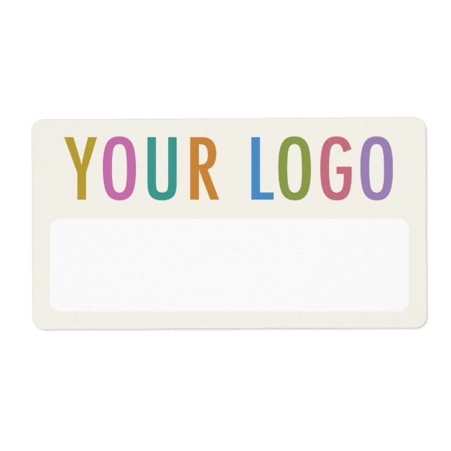 Kids Name Stickers for School with Logo Ecru (Front)