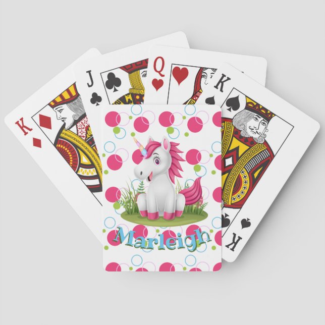 Kids Name Unicorn Party Favour Playing Cards (Back)
