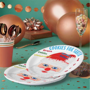 Kids Names Cookies for Santa Paper Plate