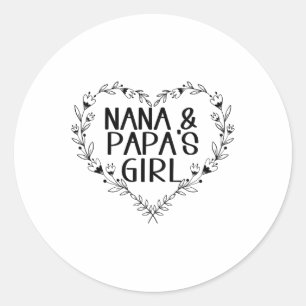Kids Nana & Papas Girl Floral Heart To Grandda Classic Round Sticker