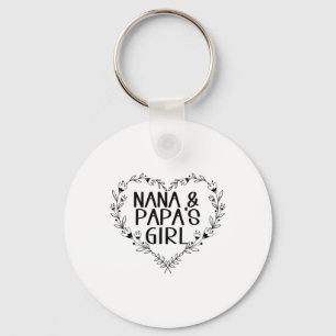 Kids Nana & Papas Girl Floral Heart To Grandda Key Ring