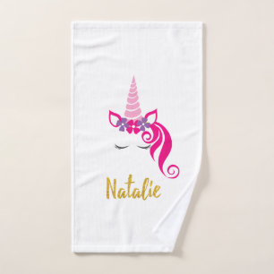 Kids Natalie Unicorn Shirt Girls Personalised Name Hand Towel