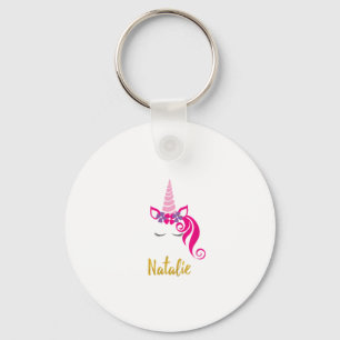 Kids Natalie Unicorn Shirt Girls Personalised Name Key Ring