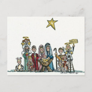 kids nativity scene postcard
