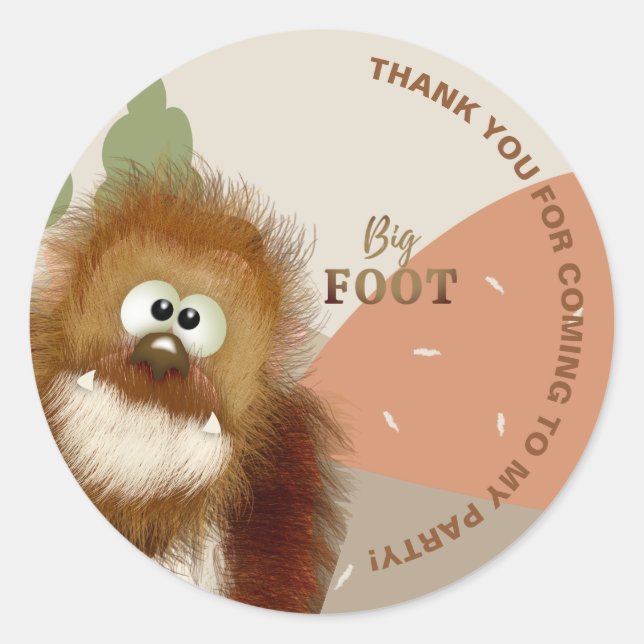 Kids Nature Big Foot/ Sasquatch Birthday Party     Classic Round Sticker (Front)
