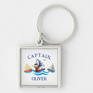 Kids Nautical Boat Captain Personalised Key Ring